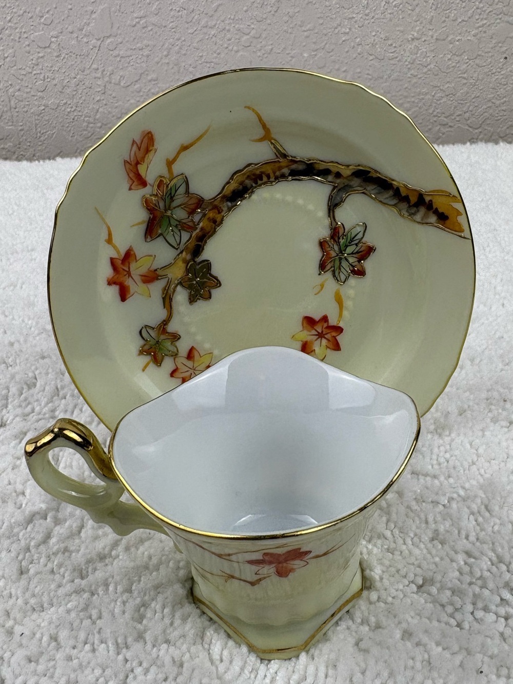 Vintage Sphinx Demitasse Teacup & Saucer Set-Hand-painted Japanese Maple Design